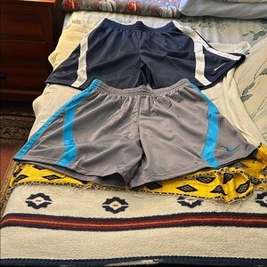 Nike Men’s Gray Athletic Shorts with Blue Trim